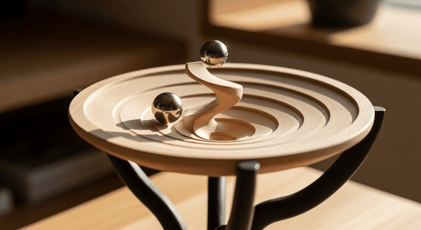 A Sculpture Moved by Gravity Alone: The Spiraling Kinetic Toy